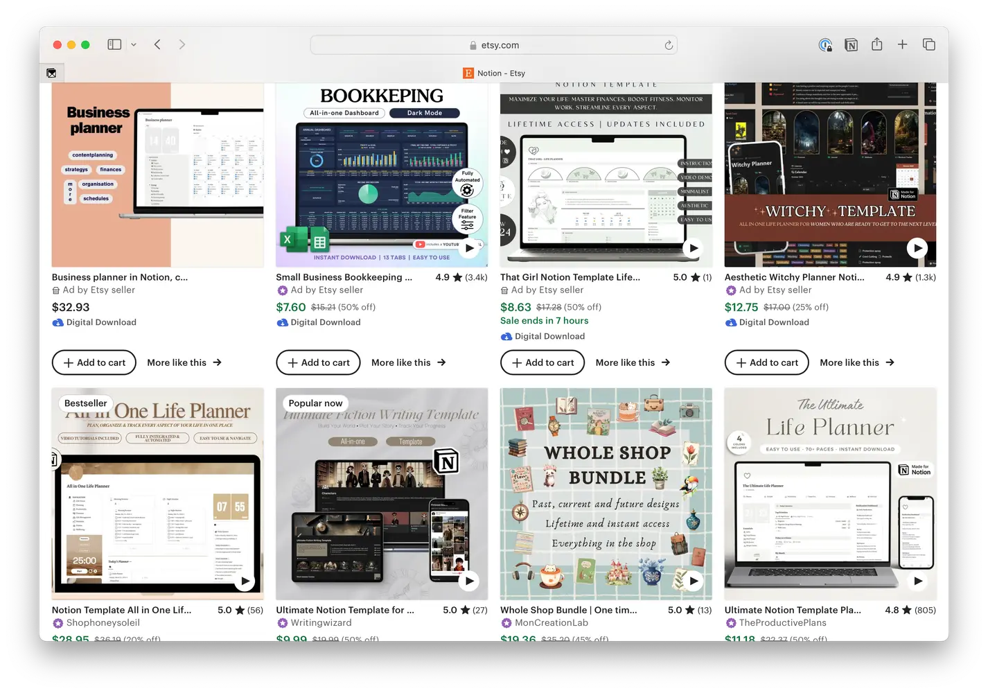 Assemblage of different Notion templates