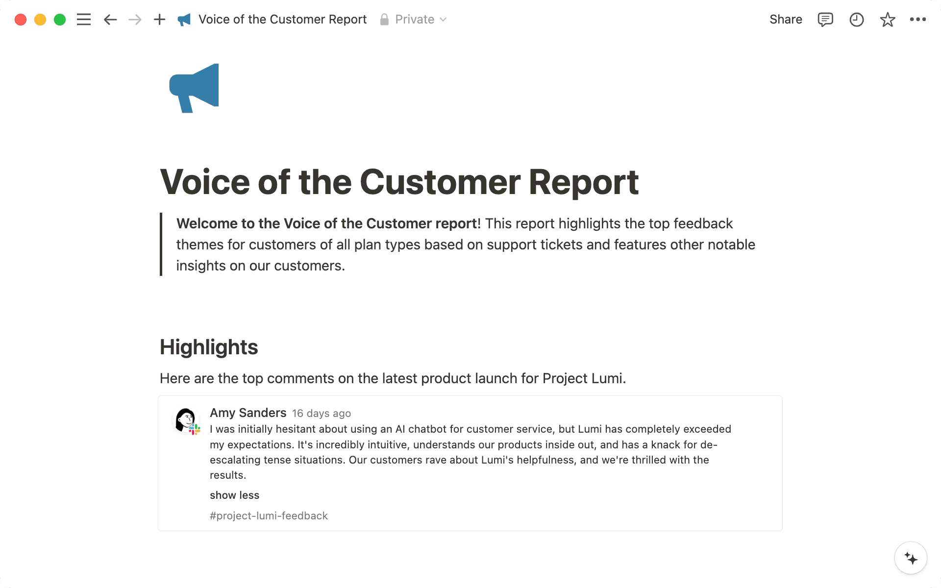 Slack URLs pasted into Notion automatically display in a tidy, rectangular box.