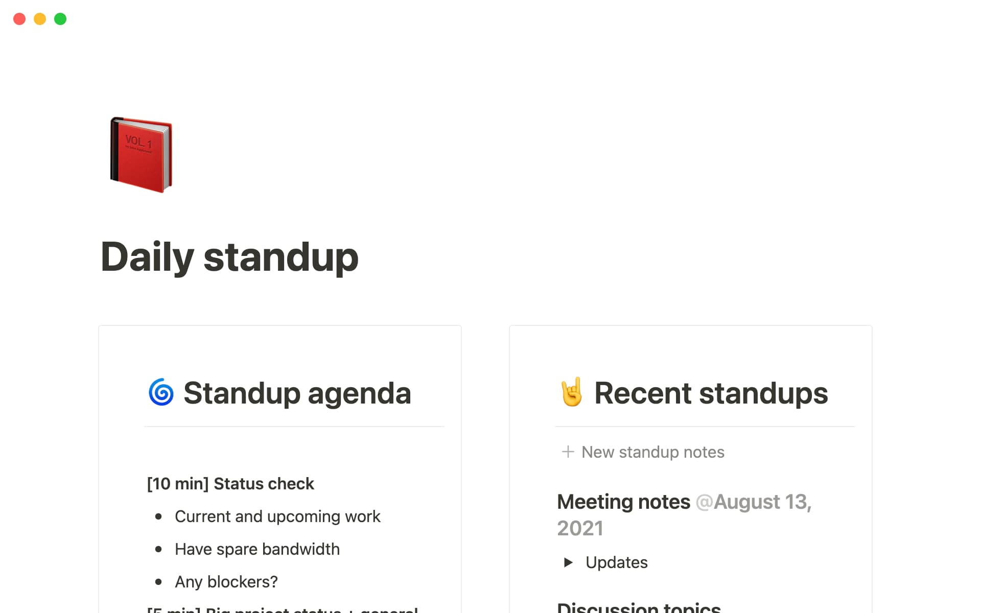 Mixpanel daily standup template