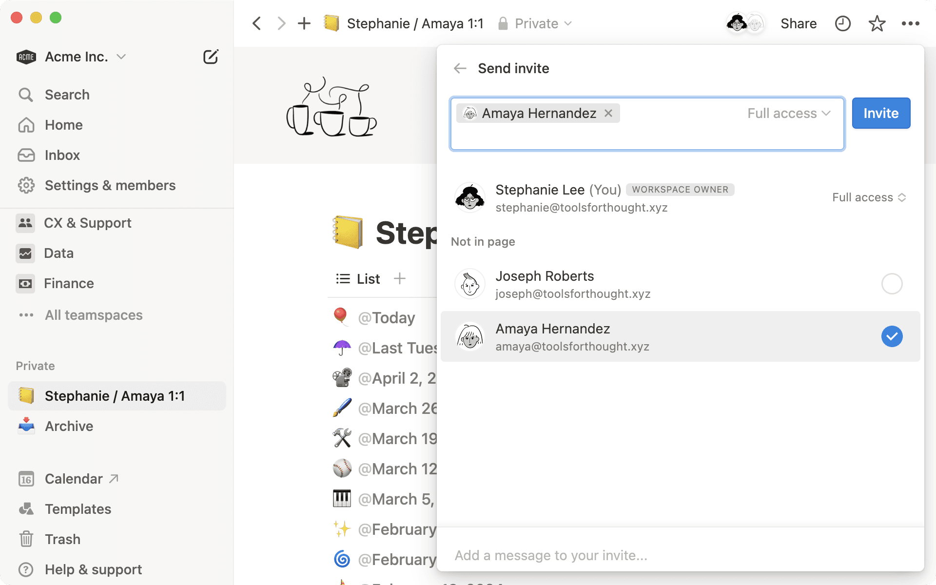 共享與權限 - 與團隊成員共享