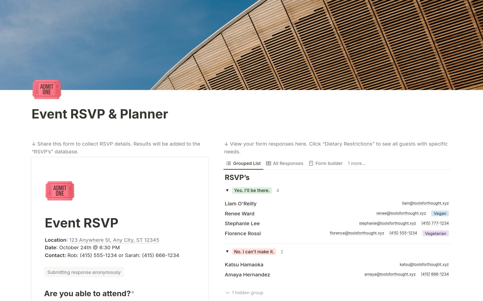 Event RSVP & Planner 範本預覽