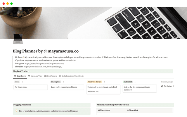 Blog Planner by @mayarasousa.co